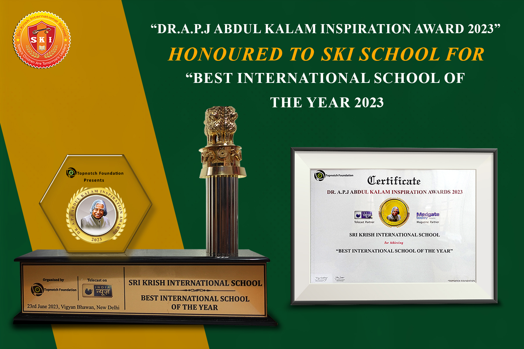 Best International School of the Year 2023 - Dr. A.P.J. Abdul Kalam Inspiration Award 2023